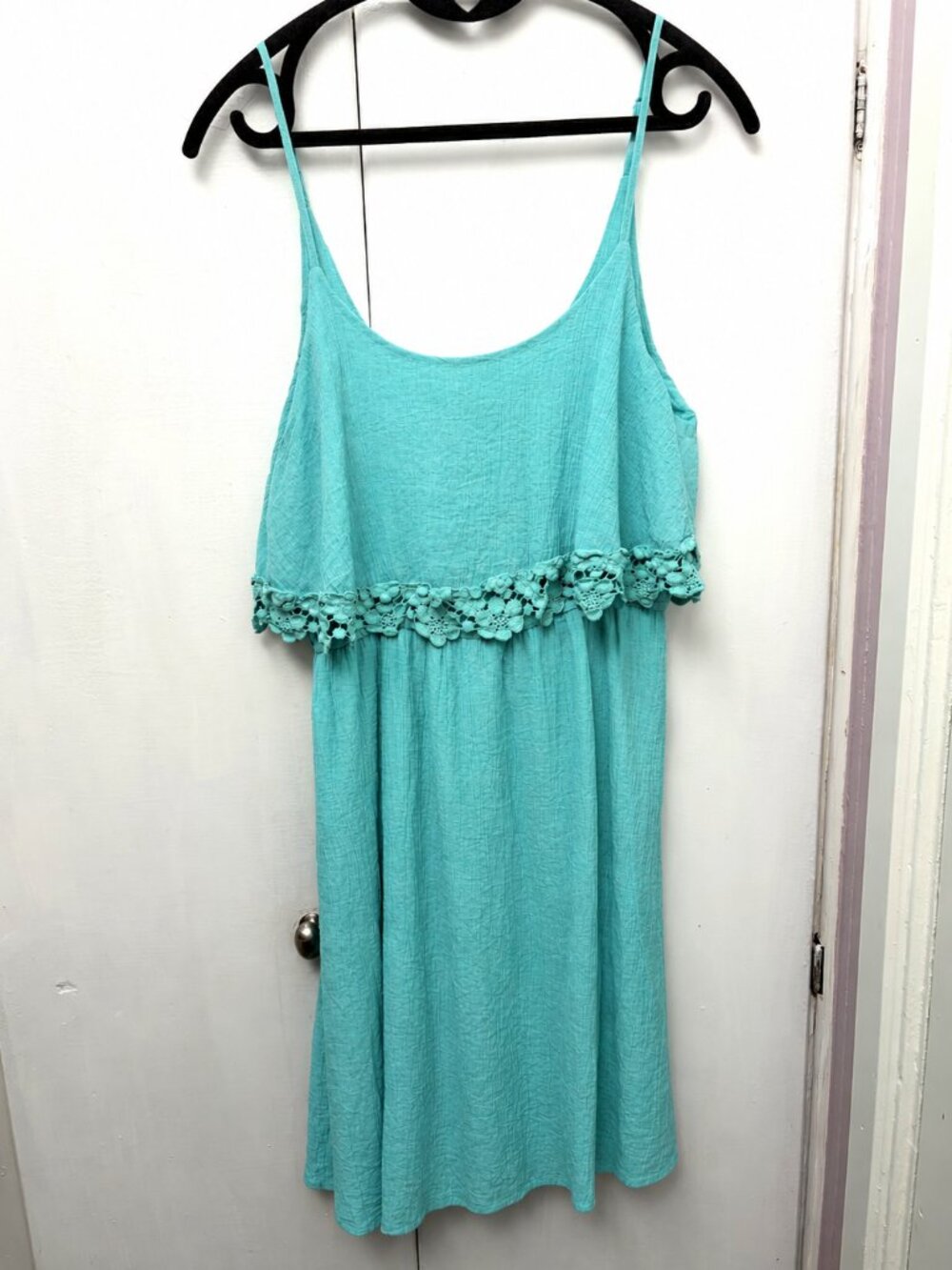 Flying Tomato Turquoise Crochet Cold Shoulder Dress M
